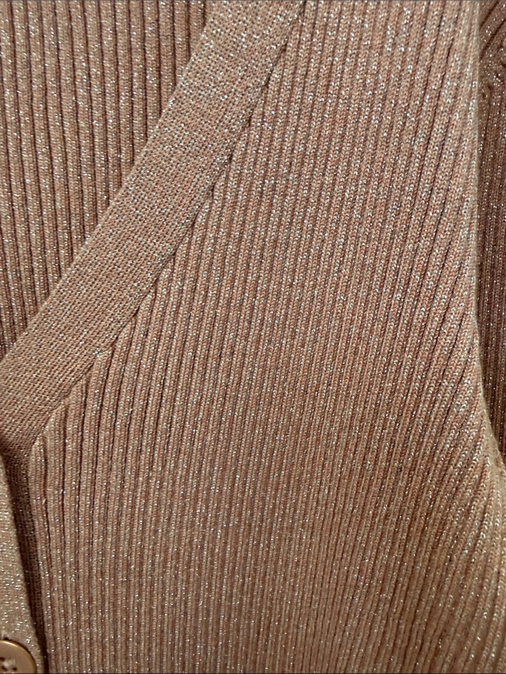 White House Black Market Ribbed V-Neck Button Sweater - Dusty Rose/glitter - Picture 5 of 5